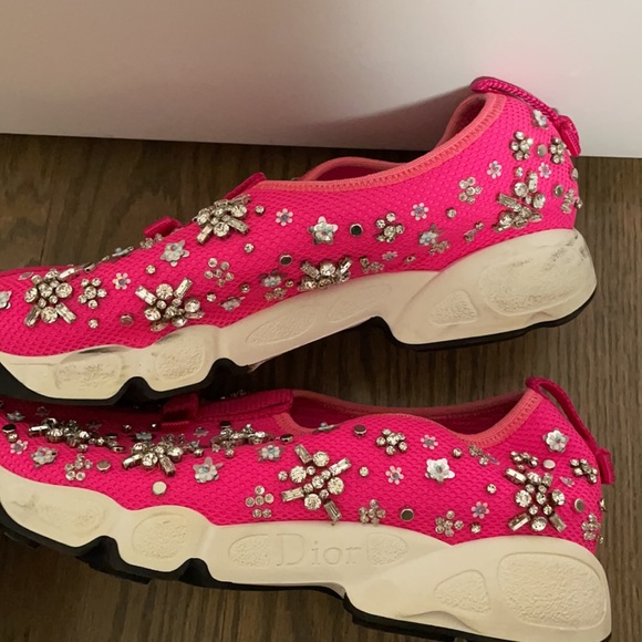Dior Shoes Womens Dior Pink Crystal Embellished Sneakers Poshmark